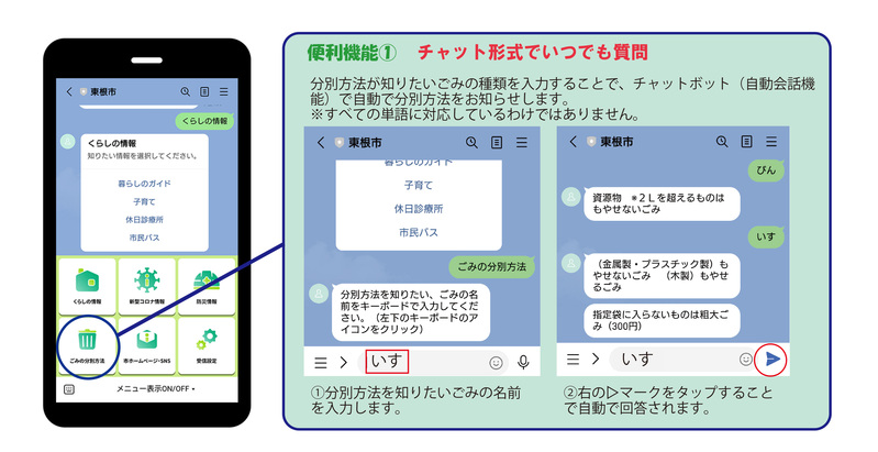 LINE拡張機能の操作方法（ごみ分別チャットボット）