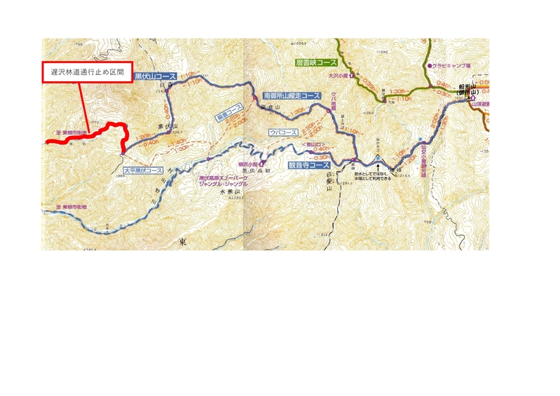遅沢林道通行止め地図