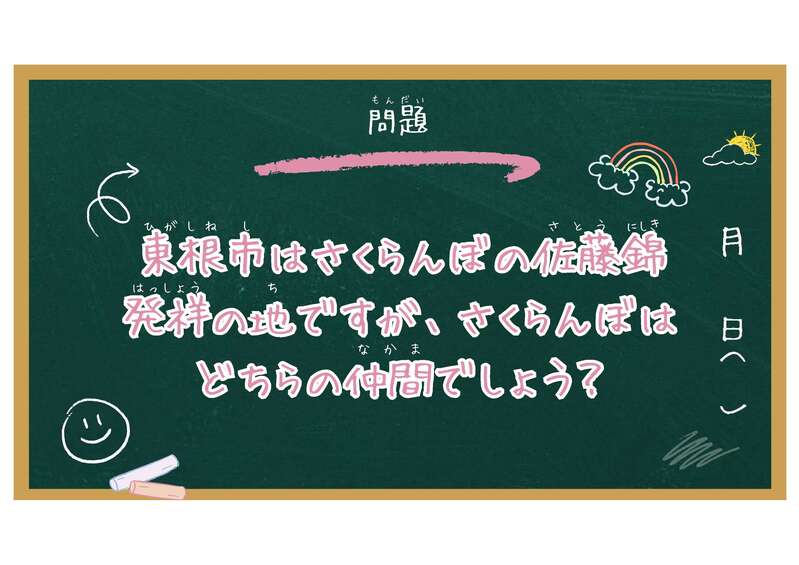 東根市はさくらんぼの佐藤錦発祥の地ですが、さくらんぼは次のうちどちらの仲間でしょう？